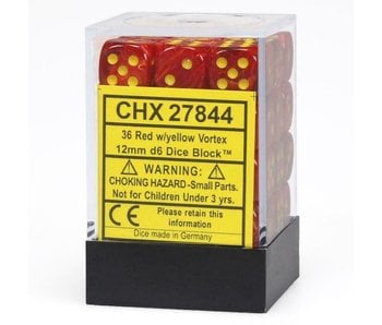 Vortex 36 * D6 Red / Yellow 12mm Chessex Dice (CHX27844)