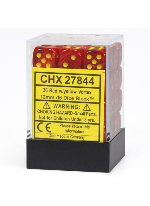 Vortex 36 * D6 Red / Yellow 12mm Chessex Dice (CHX27844)