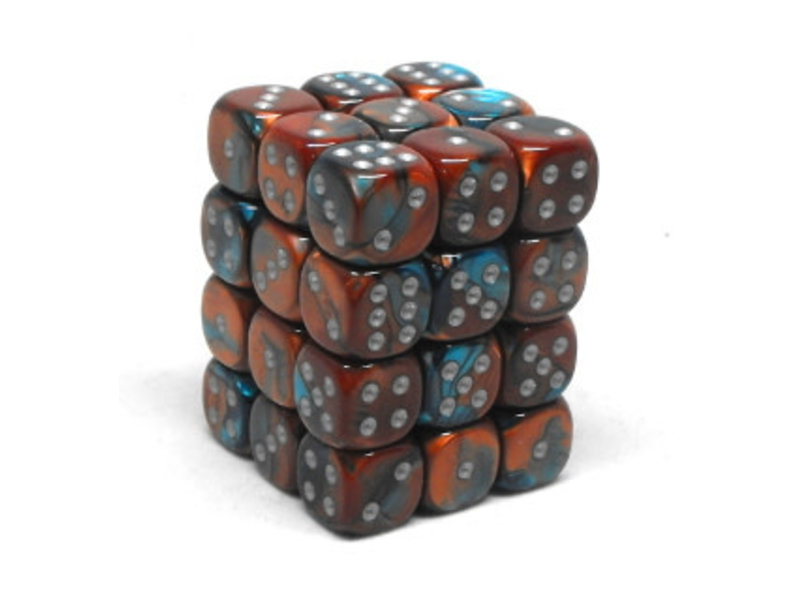 Chessex Gemini 36 * D6 Copper-Teal / Silver 12mm Chessex Dice (CHX26853)