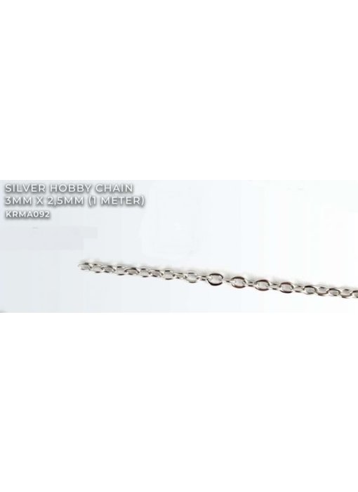 Silver Hobby Chain 3mm X2.5mm (1 meter) (KRMA092)