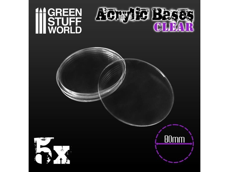 Green Stuff World Acrylic Bases - Round 80 mm CLEAR