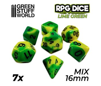 GSW 7x Mix 16mm Dice - Lime Swirl
