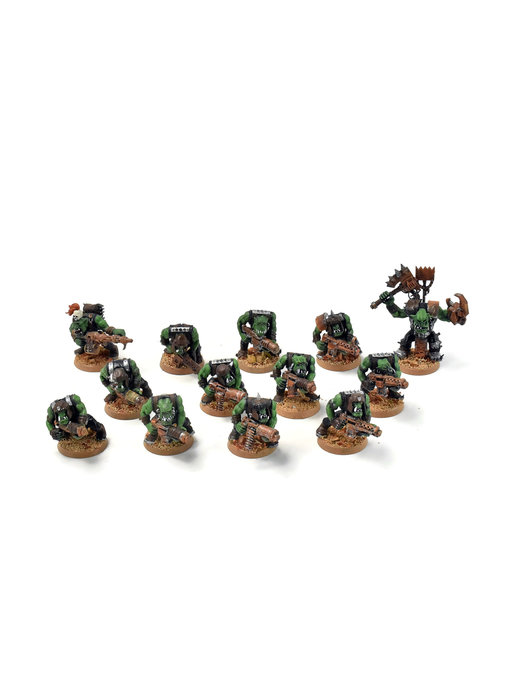 ORKS 12 Ork Boyz Shootaz With Nob #14 WELL PAINTED 40K