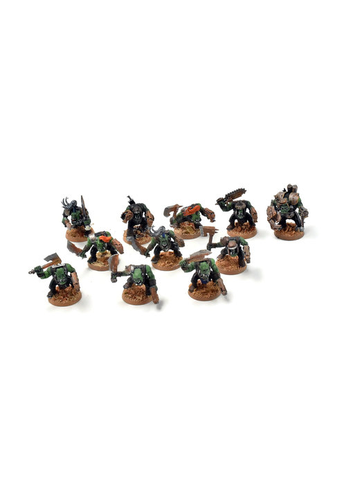 ORKS 10 Ork Boyz With Nob #11 WELL PAINTED 40K