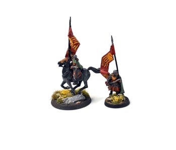 LOTR Rohan Banner Bearer Foot and Mounted #1 WELL PAINTED MIDDLE EARTH