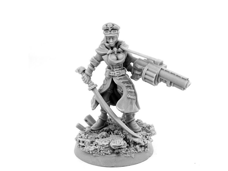 Grim Skull Imperial Female Commissar With Grenade Launcher