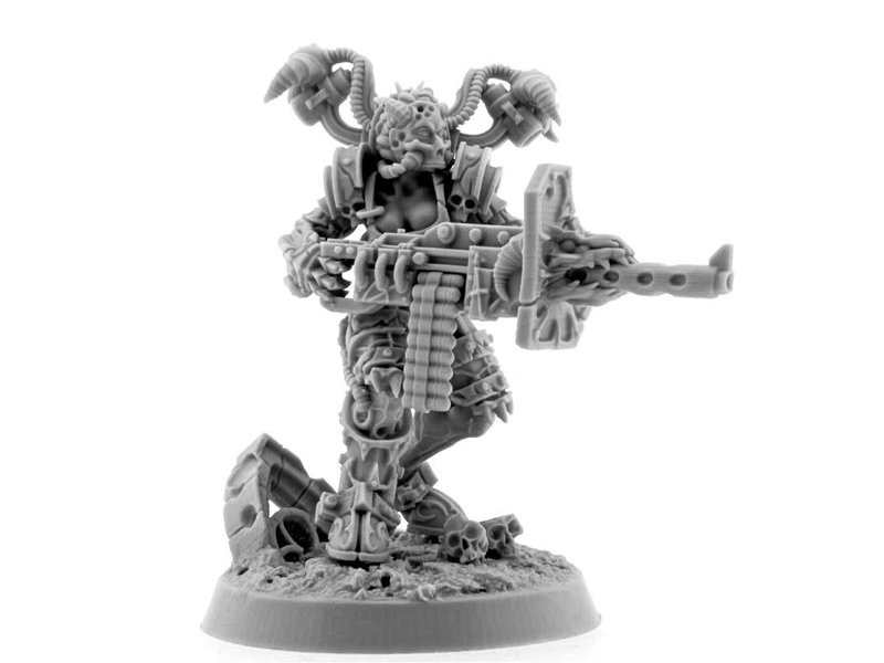 Grim Skull Chaos Possessed Cultist With Heavy Machine Gun