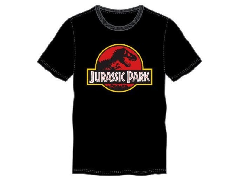Bioworld Jurassic Park- Jurassic Park Logo On Mens Black T-Shirt
