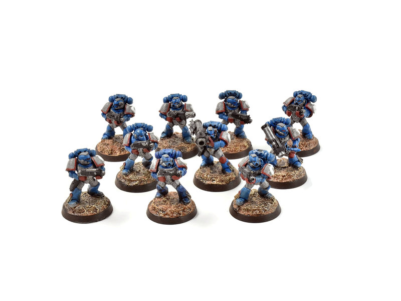 Games Workshop SPACE MARINES 10 Tactical Marines #1 WELL PAINTED Warhammer 40K