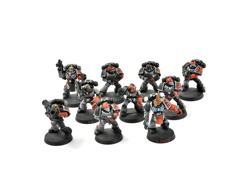 Games Workshop SPACE MARINES 10 Marines Converted #2 WELL PAINTED missing 1 backpack 40K