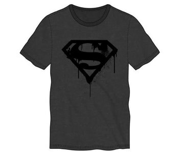 Superman - M Black Graffiti Logo Heather Charcoal T-Shirt