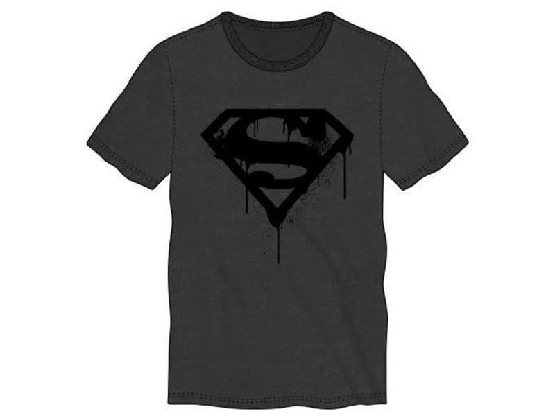 Bioworld Superman - M Black Graffiti Logo Heather Charcoal T-Shirt