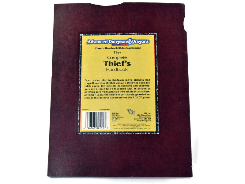DUNGEONS & DRAGONS Complete Thief's Handbook OK condition Missing Creation Sheet