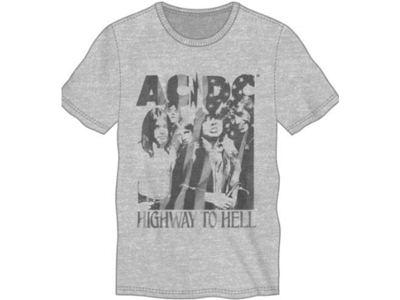 Bioworld ACDC - M Highway To Hell Americana Men’S Grey Heather Tee