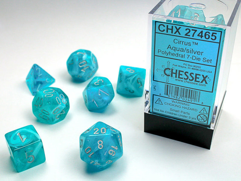 Chessex Cirrus 7-Die Set Aqua / Silver Chessex Dice (CHX27465)
