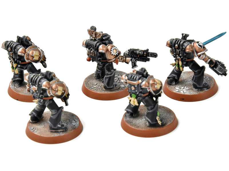 Games Workshop SPACE MARINES 5 Veterans with Special Weapons #1 missing one head PRO PAINTED