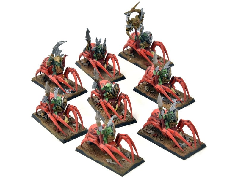 Games Workshop ORCS & GOBLINS 8 Grot Spider Riders #2 Fantasy WELL PAINTED