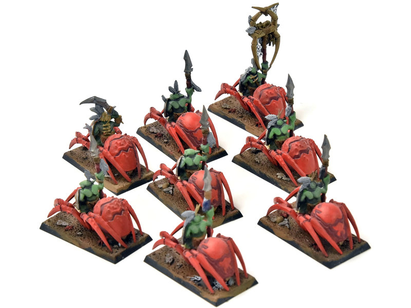 Games Workshop ORCS & GOBLINS 8 Grot Spider Riders #2 Fantasy WELL PAINTED