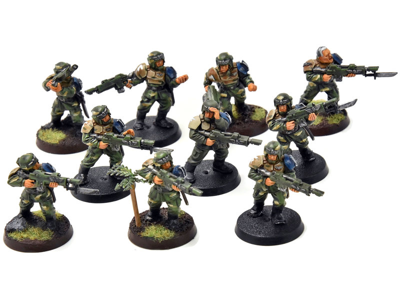 Games Workshop ASTRA MILITARUM 10 Cadian Shock Troops #2 WELL PAINTED Warhammer 40K