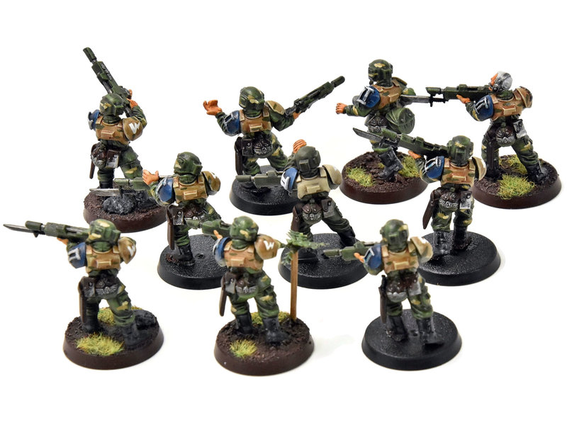 Games Workshop ASTRA MILITARUM 10 Cadian Shock Troops #2 WELL PAINTED Warhammer 40K