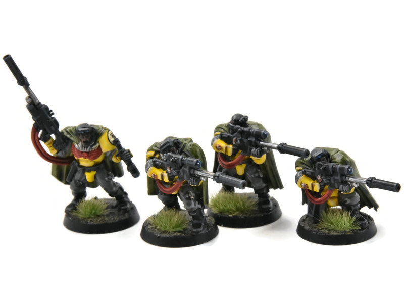 Games Workshop SPACE MARINES 4 Scouts with Snipers #1 WELL PAINTED 40K Imperial Fists