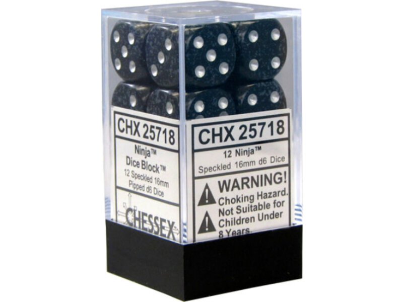 Chessex Speckled 12 * D6 Ninja 16mm Chessex Dice (CHX25718)
