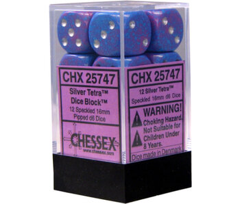 Speckled 12 * D6 Silver Tetra 16mm Chessex Dice (CHX25747)