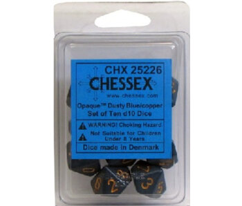 Opaque 10 * D10 Dusty Blue / Copper Chessex Dice (CHX25226)