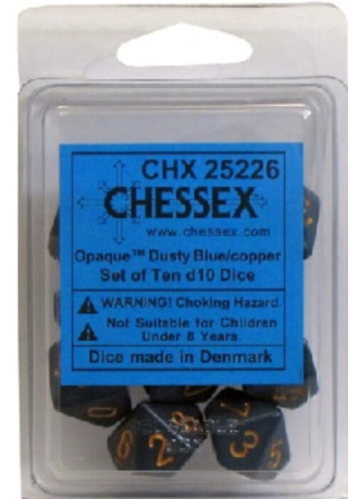 Opaque 10 * D10 Dusty Blue / Copper Chessex Dice (CHX25226)