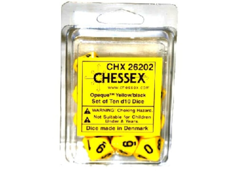 Chessex Opaque 10 * D10 Yellow / Black Chessex Dice (CHX26202)