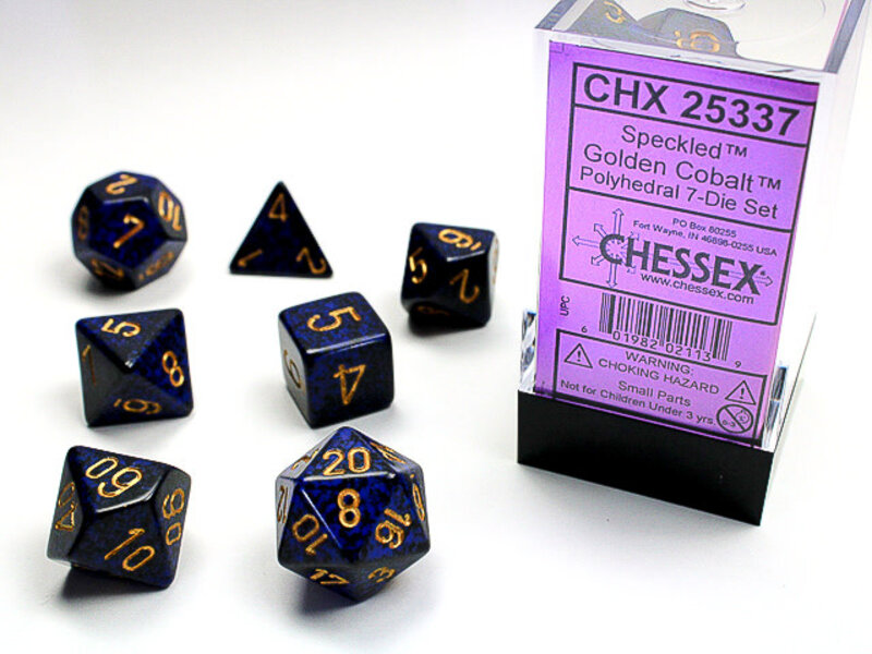 Chessex Speckled 7-Die Set Golden Cobalt Chessex Dice (CHX25337)