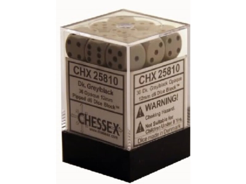 Chessex Opaque 36 * D6 Dark Grey / Black 12mm Chessex Dice (CHX25810)