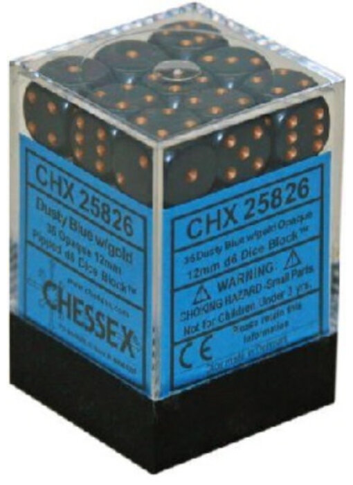 Opaque 36 * D6 Dusty Blue / Copper 12mm Chessex Dice (CHX25826)