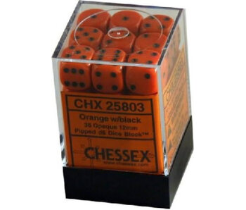 Opaque 36 * D6 Orange / Black 12mm Chessex Dice (CHX25803)