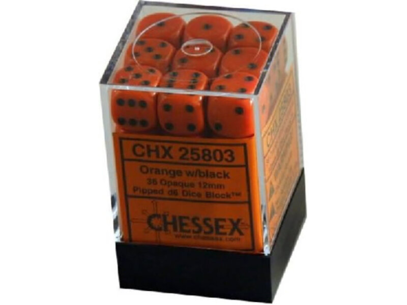 Chessex Opaque 36 * D6 Orange / Black 12mm Chessex Dice (CHX25803)