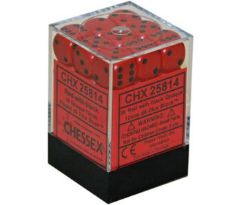 Opaque 36 * D6 Red / Black 12mm Chessex Dice (CHX25814)