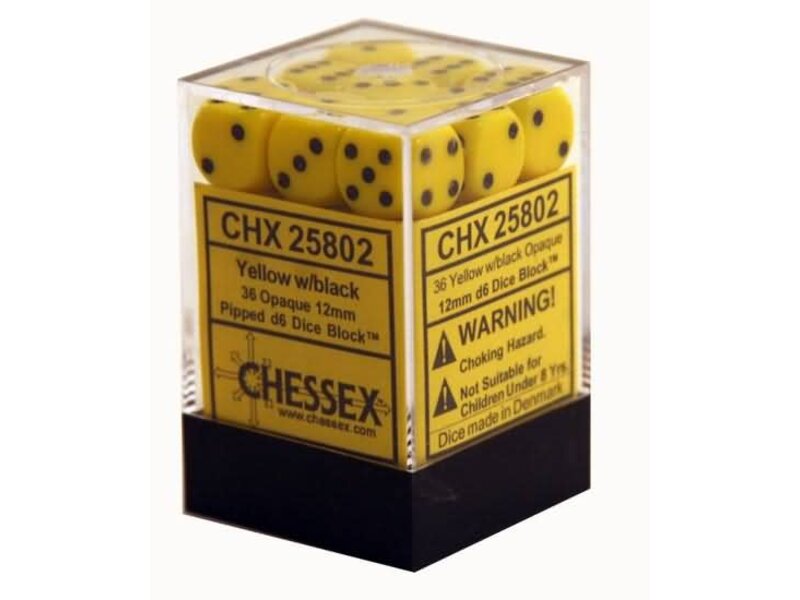 Chessex Opaque 36 * D6 Yellow / Black 12mm Chessex Dice (CHX25802)