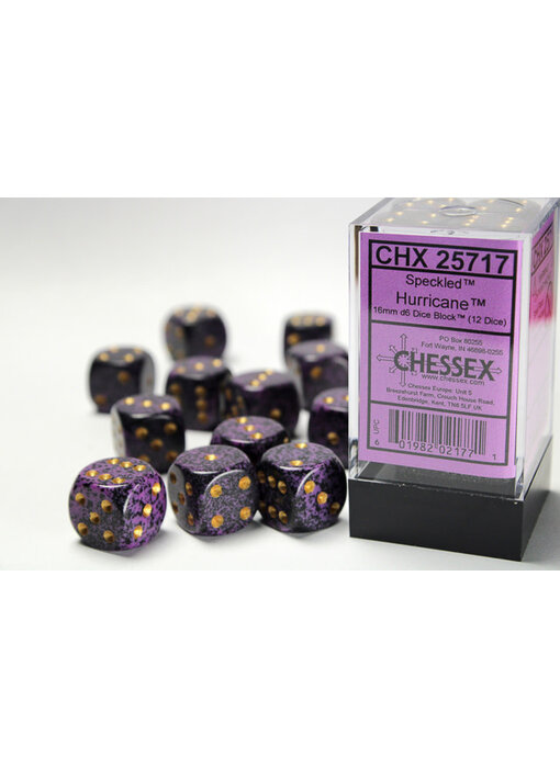 Speckled 12 * D6 Hurricane 16mm Chessex Dice (CHX25717)