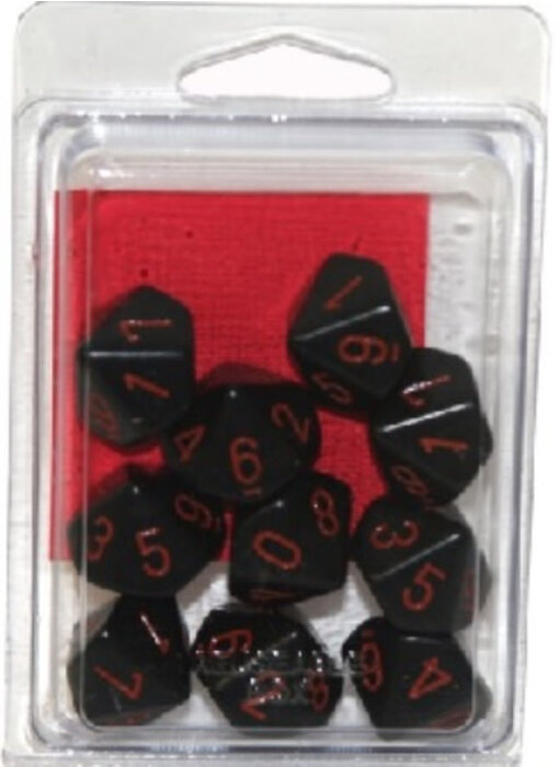 Opaque 10 * D10 Black / Red Chessex Dice (CHX26218)