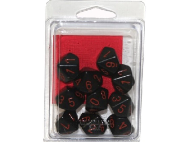 Chessex Opaque 10 * D10 Black / Red Chessex Dice (CHX26218)