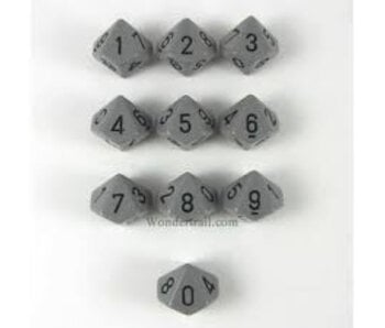 Opaque 10 * D10 Dark Grey / Black Chessex Dice (CHX26210)