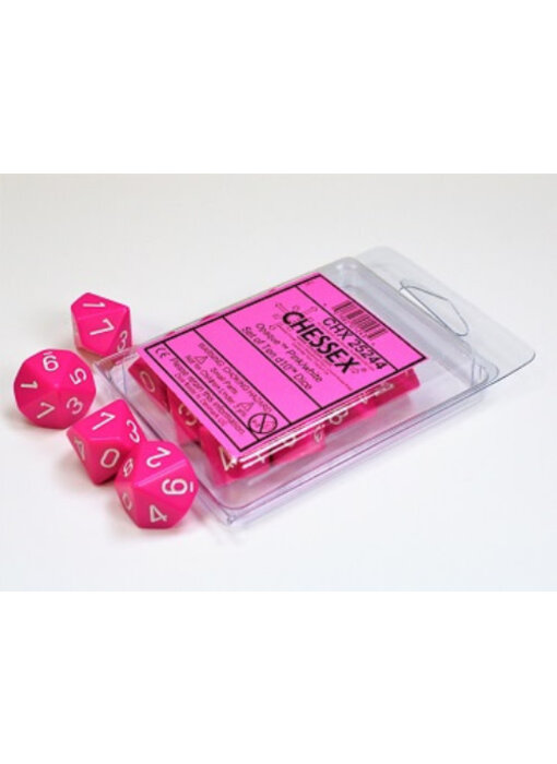 Opaque 10 * D10 Pink / White Chessex Dice (CHX25244)