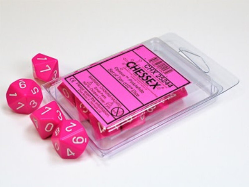 Chessex Opaque 10 * D10 Pink / White Chessex Dice (CHX25244)