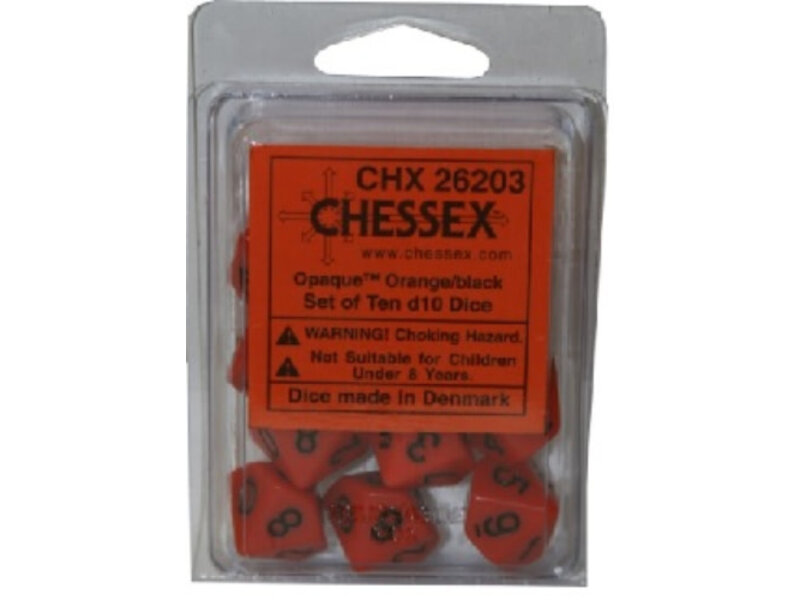 Chessex Opaque 10 * D10 Orange / Black Chessex Dice (CHX26203)