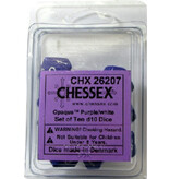 Chessex Opaque 10 * D10 Purple / White Chessex Dice (CHX26207)