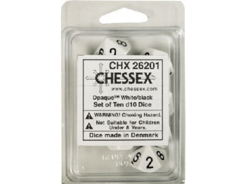 Chessex Opaque 10 * D10 White / Black Chessex Dice (CHX26201)