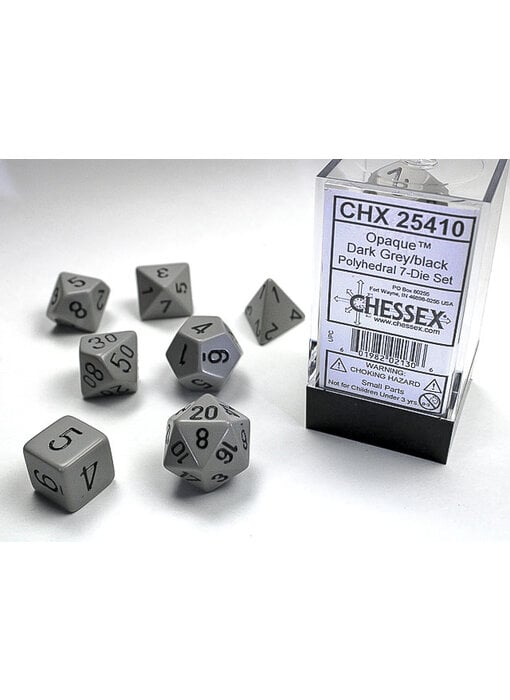 Opaque 7-Die Set Dark Grey / Black Chessex Dice (CHX25410)
