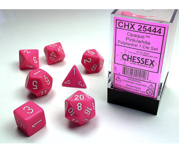 Opaque 7-Die Set Pink / White Chessex Dice (CHX25444)