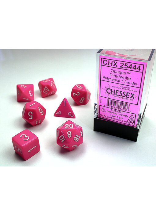 Opaque 7-Die Set Pink / White Chessex Dice (CHX25444)