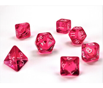 Translucent Mini-Polyhedral Pink / White 7-Die Set Chessex Dice (CHX23064)